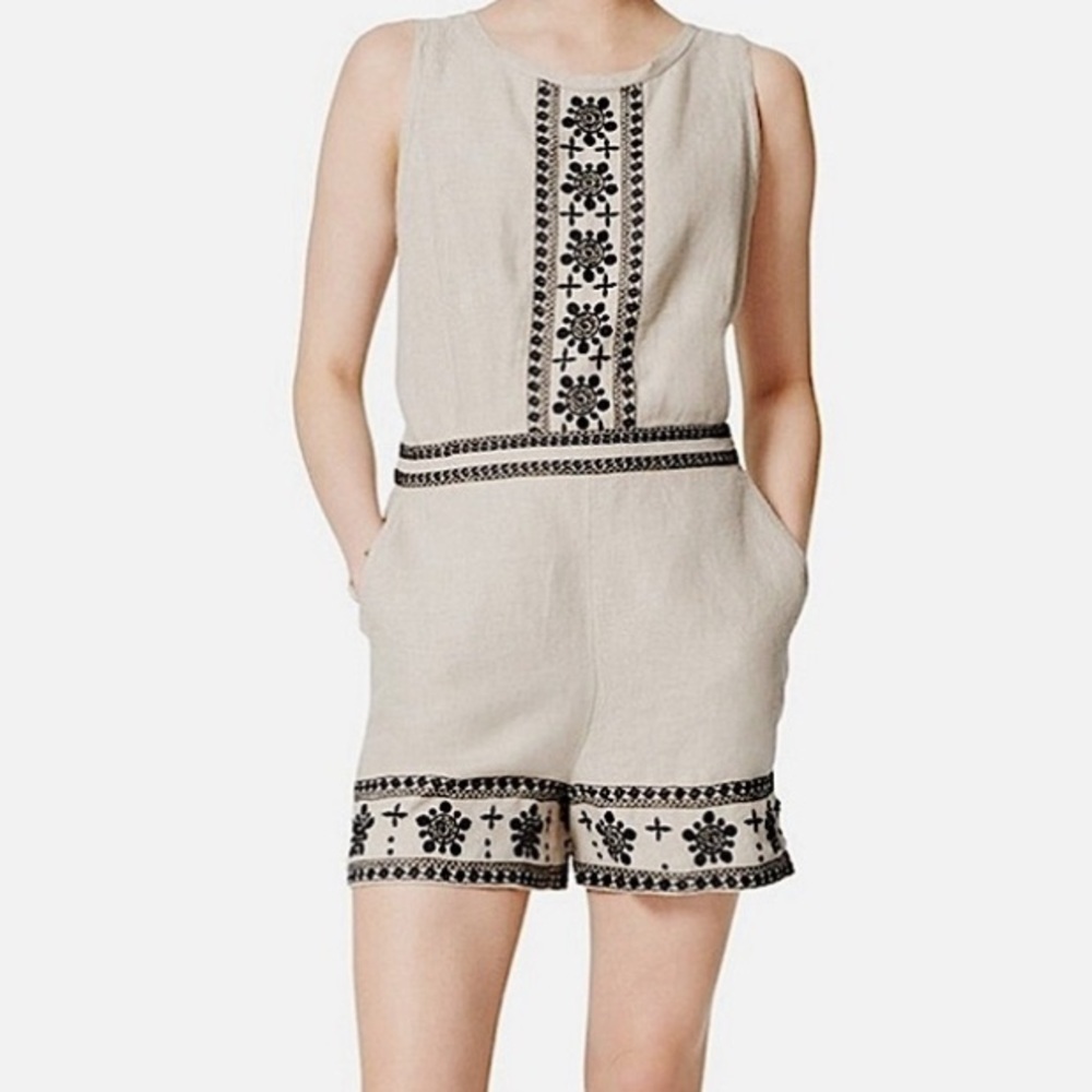 Ann Taylor LOFT Linen Shorts Romper 6P - Picture 8 of 9